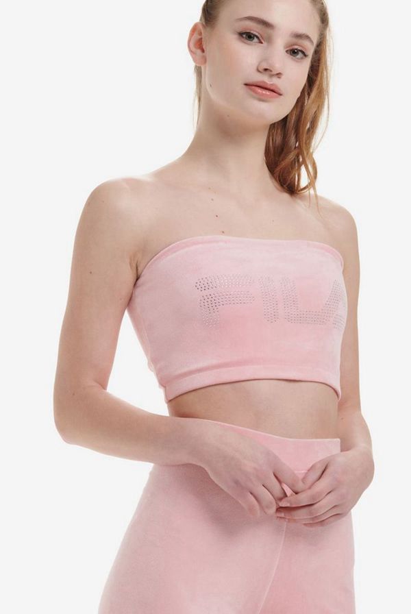 Tops Fila Mulher Rosa - Fila Iman Velour Diamante Bandeau En Portugal,MDKI-62715